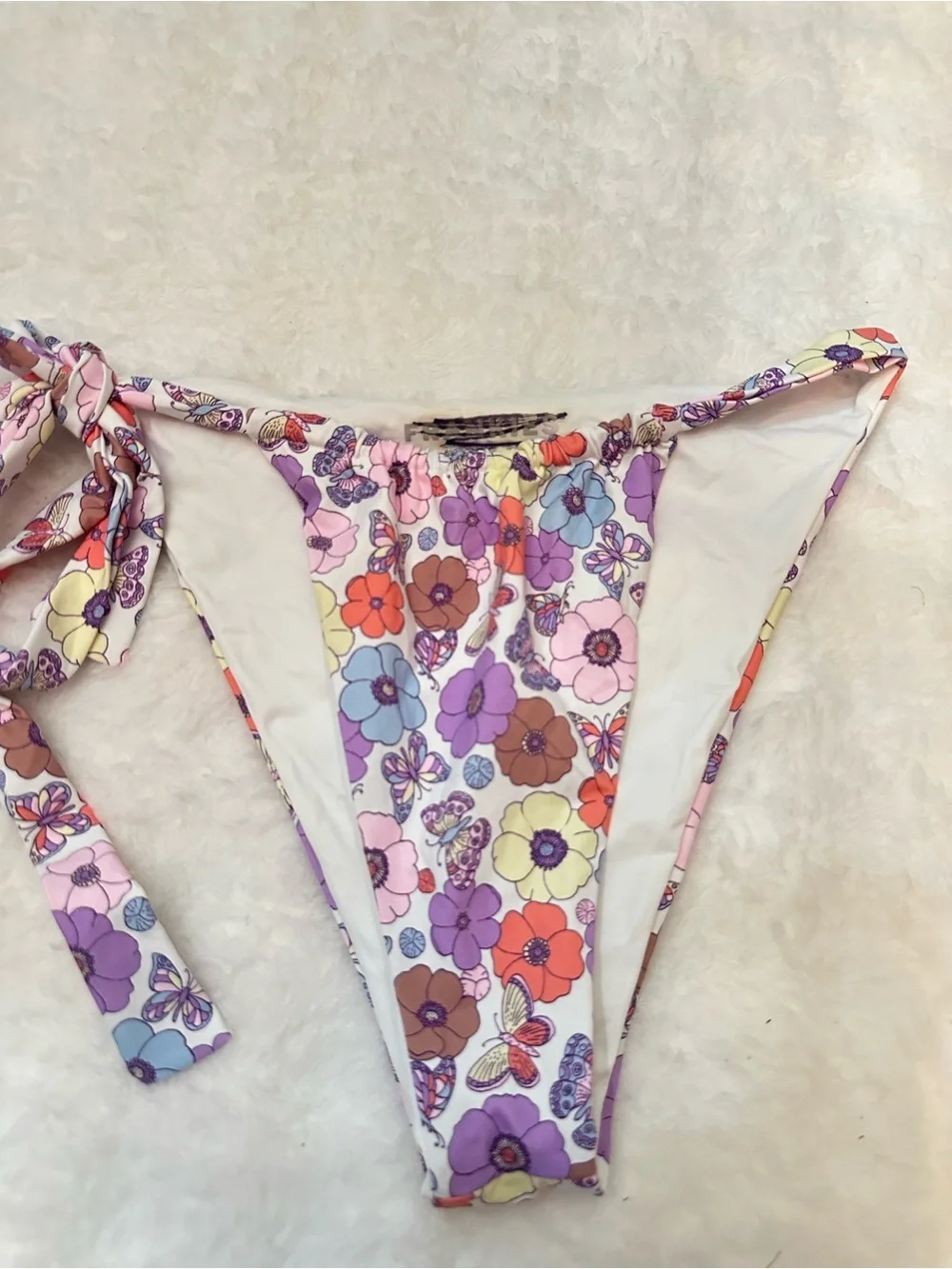 New! Frankie's Bikinis Multicolor Floral Side Tie Bikini Bottom 39118